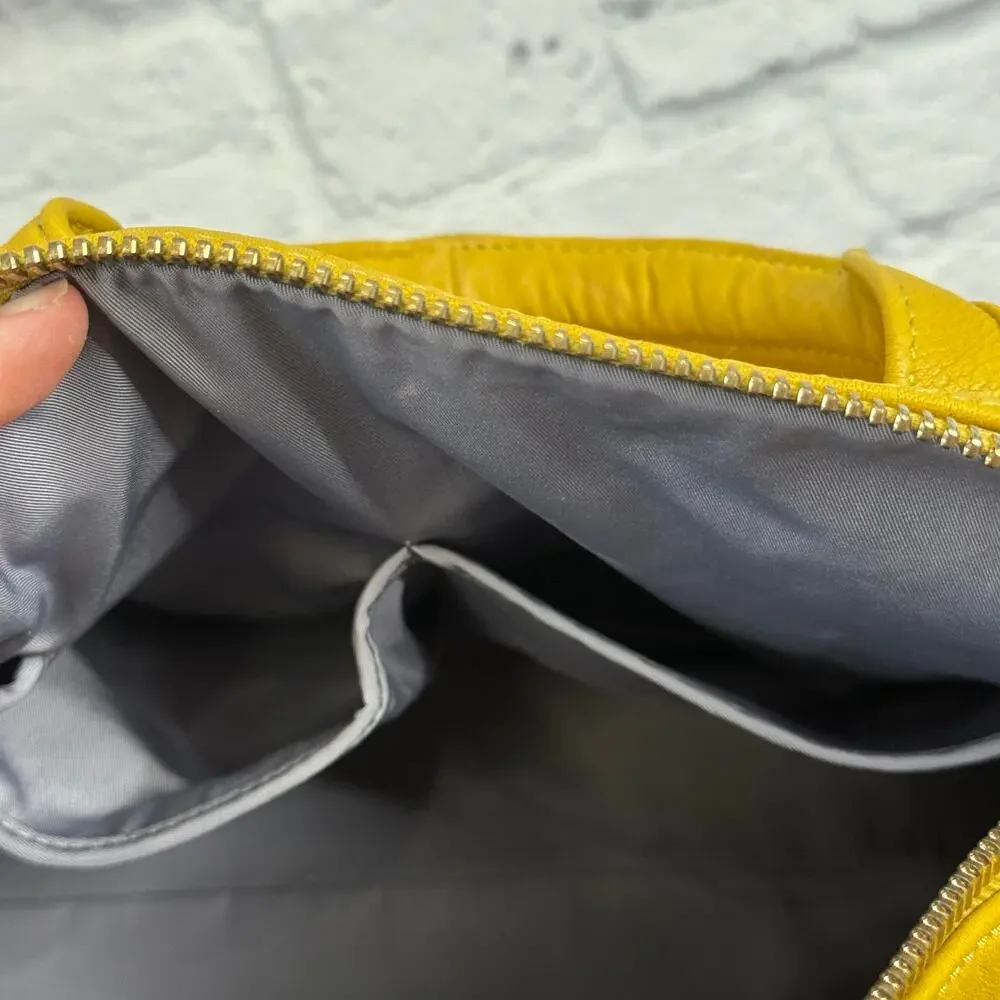 Alexander Wang Rocco Duffel Bag Mustard Yellow Pebbled Leather Studded Bottom